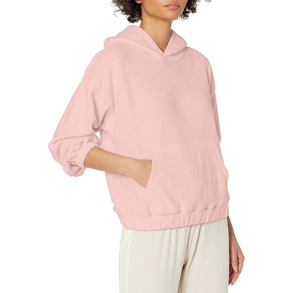 NIA Fleece Boyfriend Hoodie Sweatshirt Womens S Pink Pullover Long Sleeve NWT